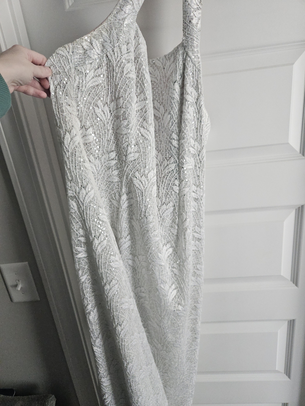 Sequin Embellished Silver Hoco/Prom Dresa